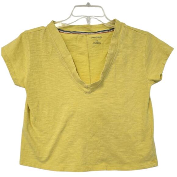 Pilcro V Neck Cropped Yellow Top Size XXSMALL OBI737514 - Picture 1 of 5